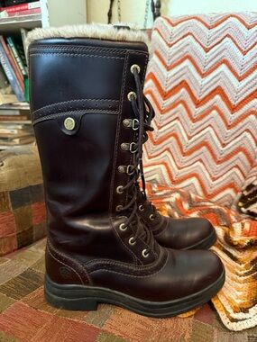 Ariat Brown Lace Up Fur-Trim Riding Boots Never Worn